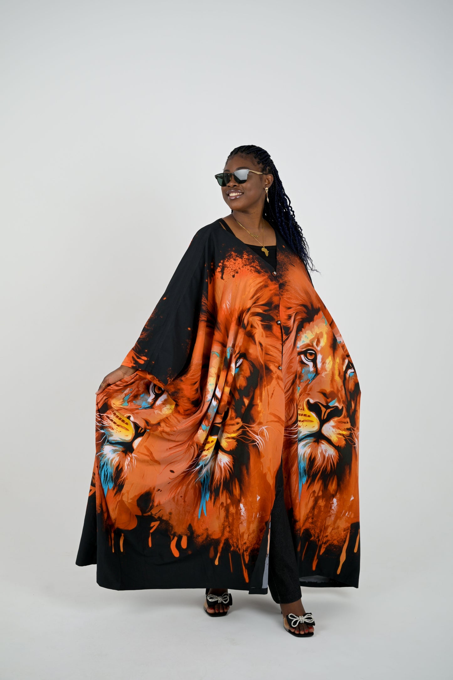 Lion Head Print Kimono
