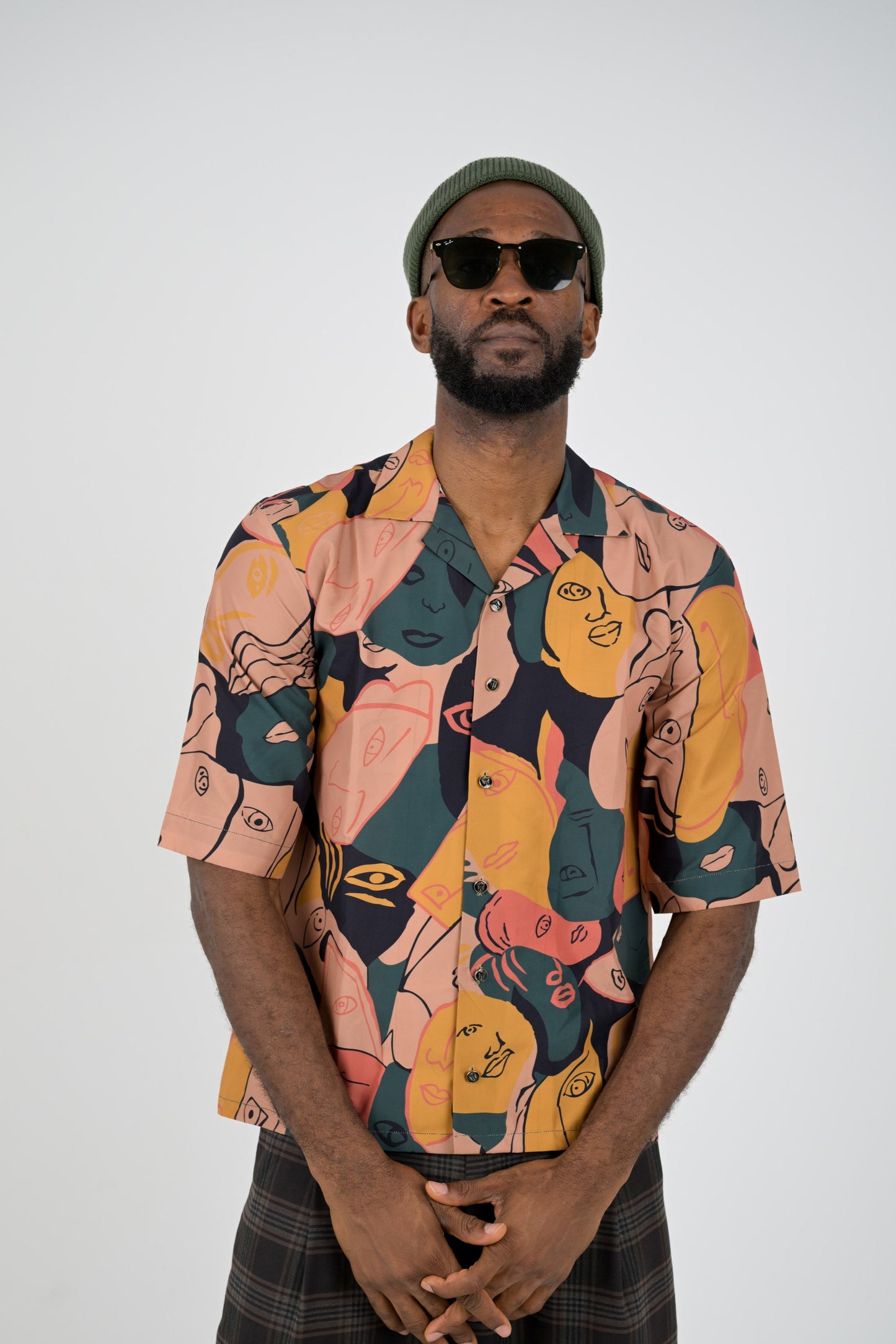 Abstract faces print shirt