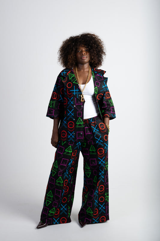 Play Suit  Two-Piece Set – Blazer & Wide-Leg Trousers