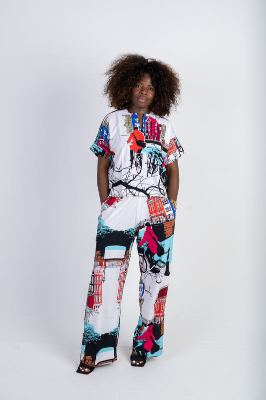 Crimson orbit print 2 piece set