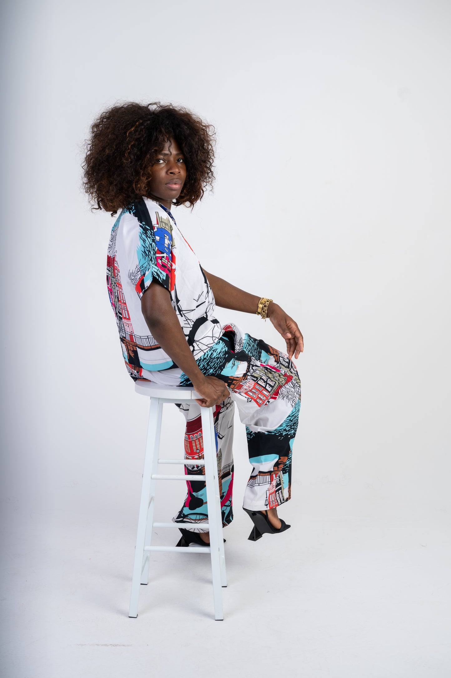 Crimson orbit print 2 piece set