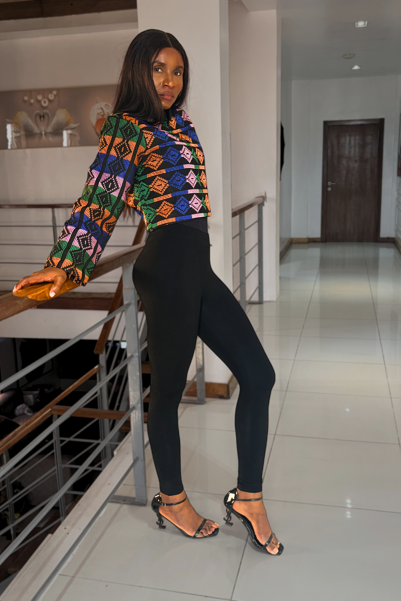 Akwete Mosaic Cropped Jacket | Contemporary Streetwear