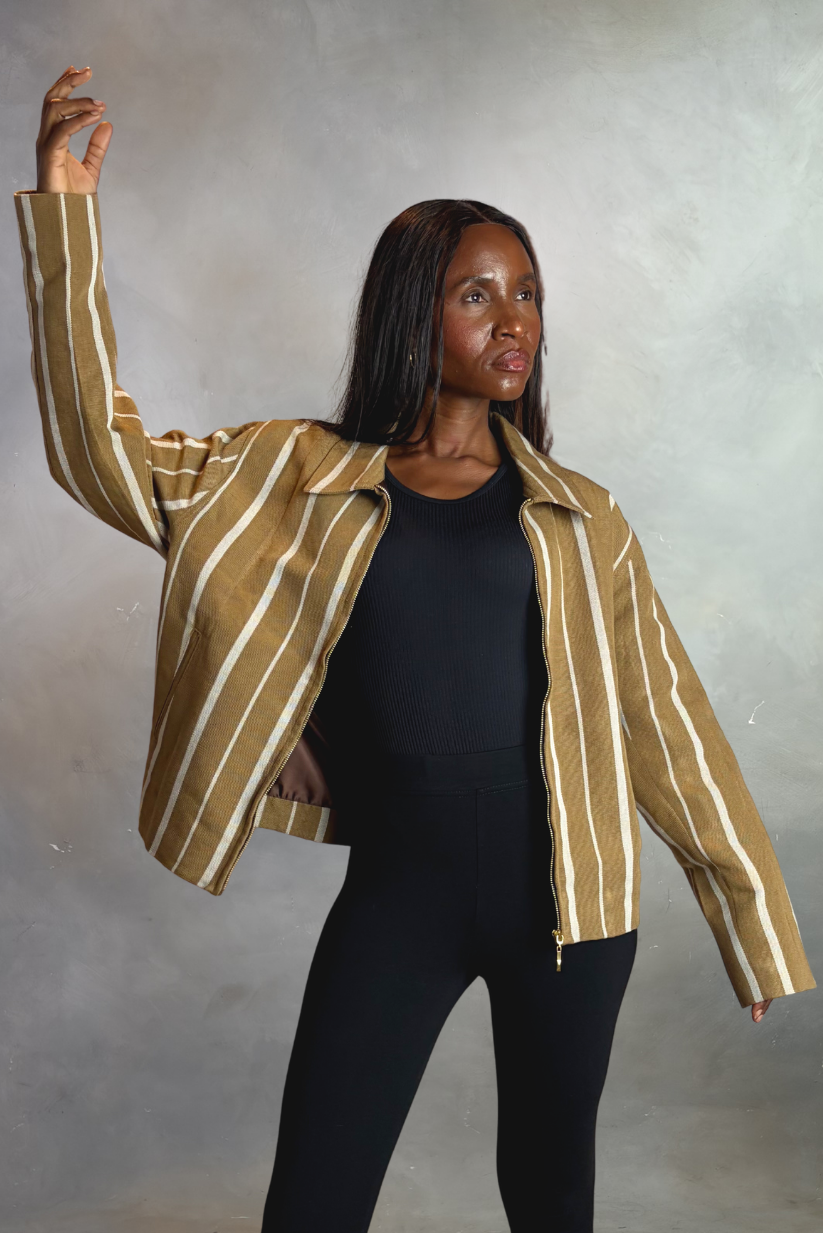 Aso-Oke Bomber Jacket - | Contemporary Streetwear