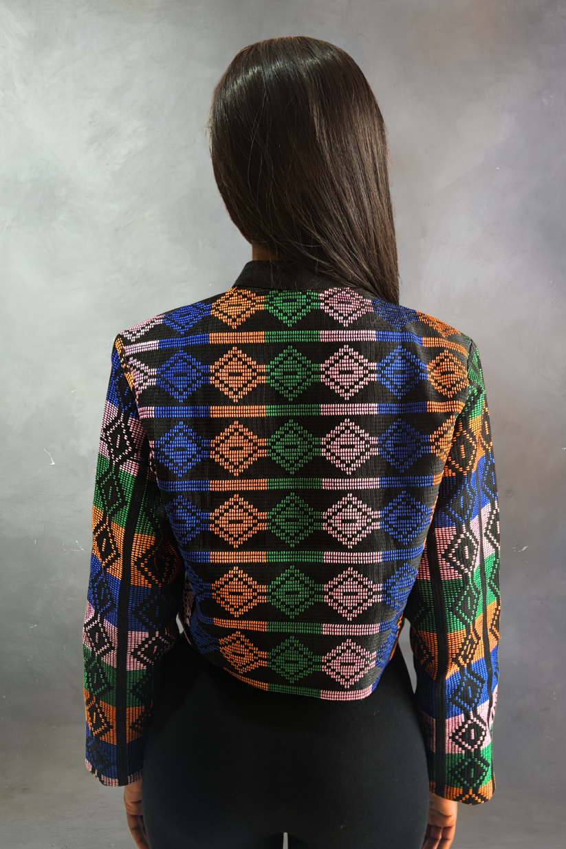 Akwete Mosaic Cropped Jacket | Contemporary Streetwear