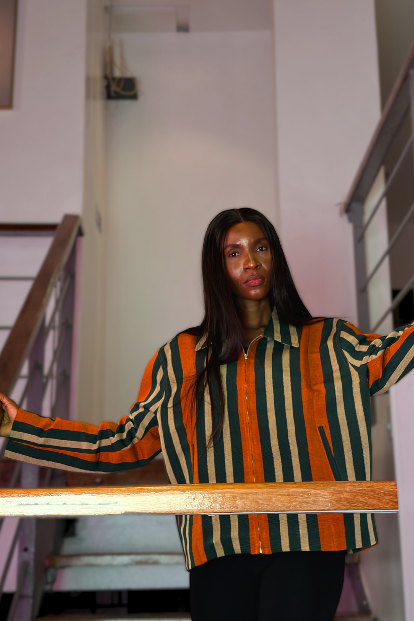 Aso-Oke Bomber Jacket - | Contemporary Streetwear