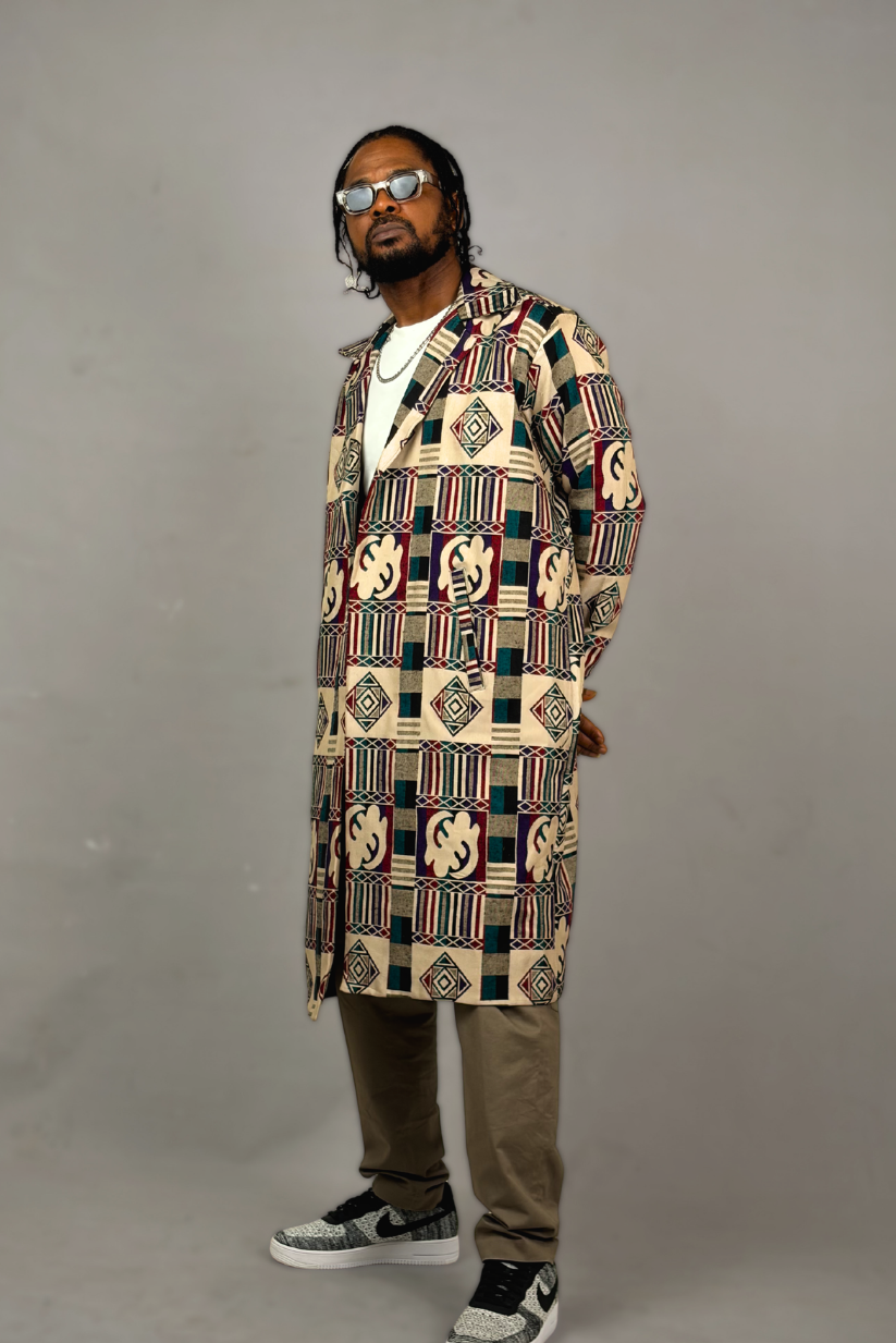 Akwete Mosaic Long Coat - George Edition | Contemporary Streetwear