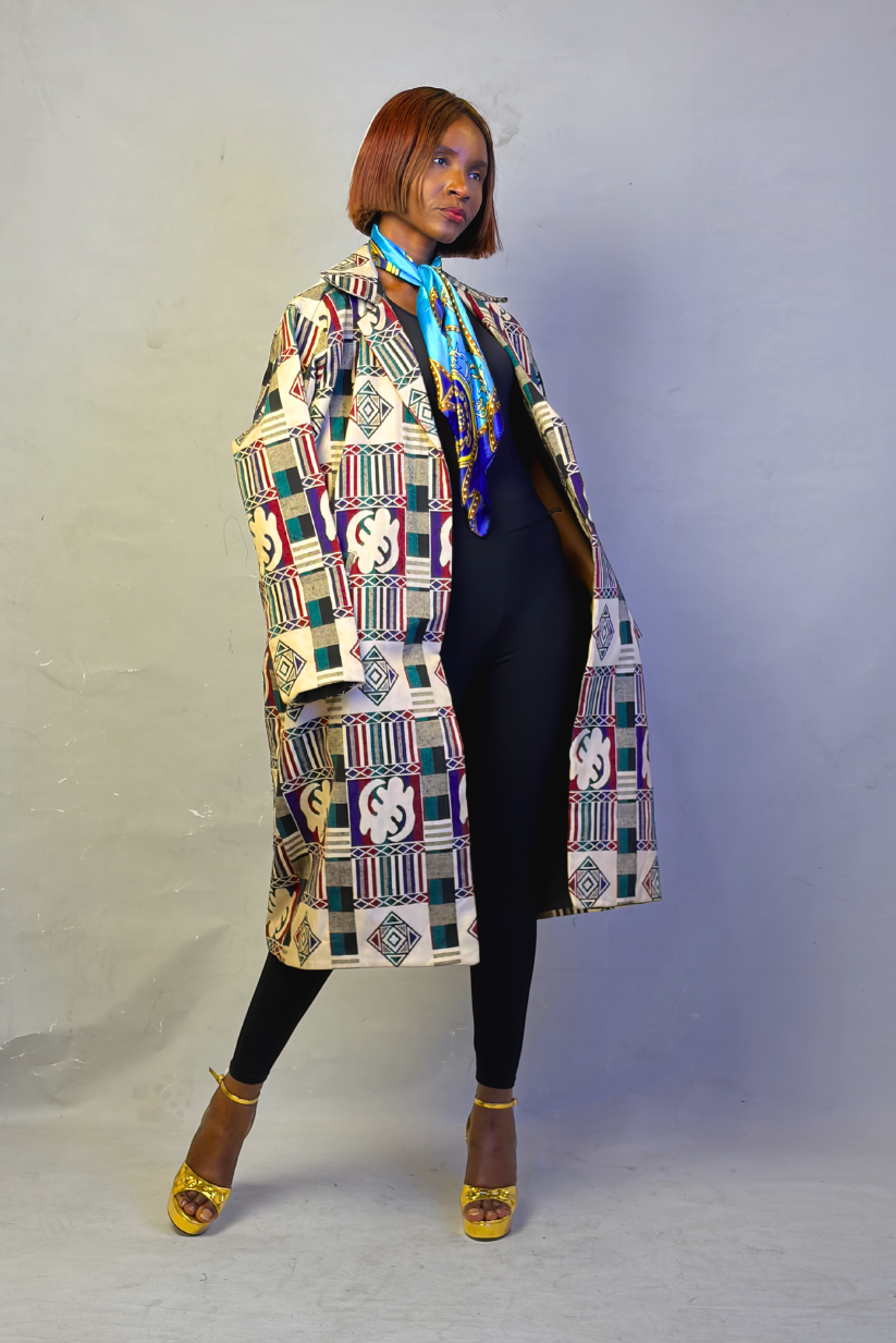 Akwete Mosaic Long Coat - George Edition | Contemporary Streetwear