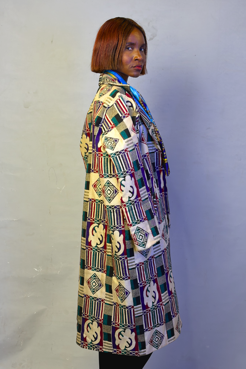 Akwete Mosaic Long Coat - George Edition | Contemporary Streetwear