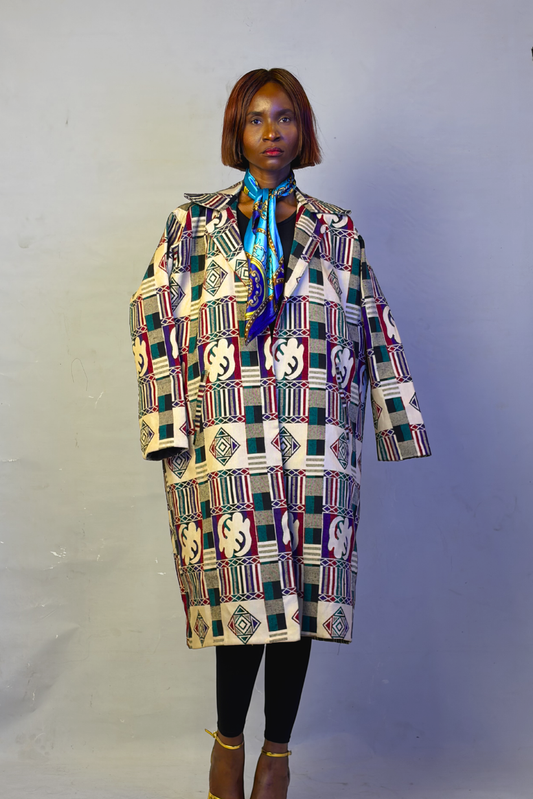 Akwete Mosaic Long Coat - George Edition | Contemporary Streetwear