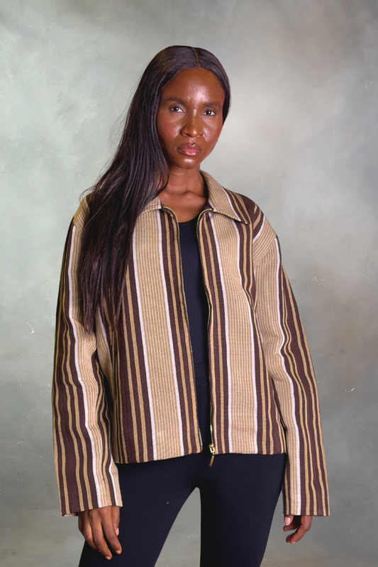 Aso-Oke Bomber Jacket - | Contemporary African Streetwear