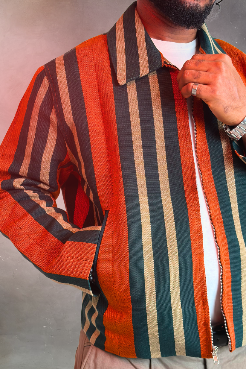Aso-Oke Bomber Jacket - | Contemporary Streetwear