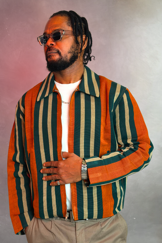 Aso-Oke Bomber Jacket - | Contemporary African Streetwear