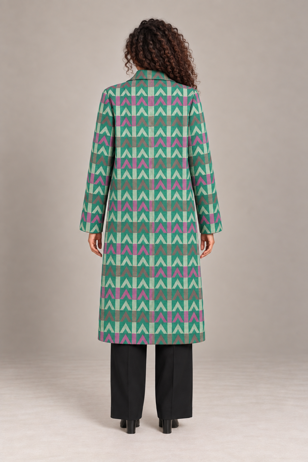 Arrow Line Long Coat — Deep Green | Contemporary wear