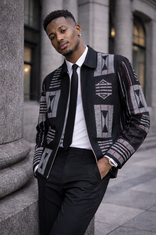 Akwete Bomber Jacket – Smart Occasion Afro Modern Formal Streetwear Statement Jacket