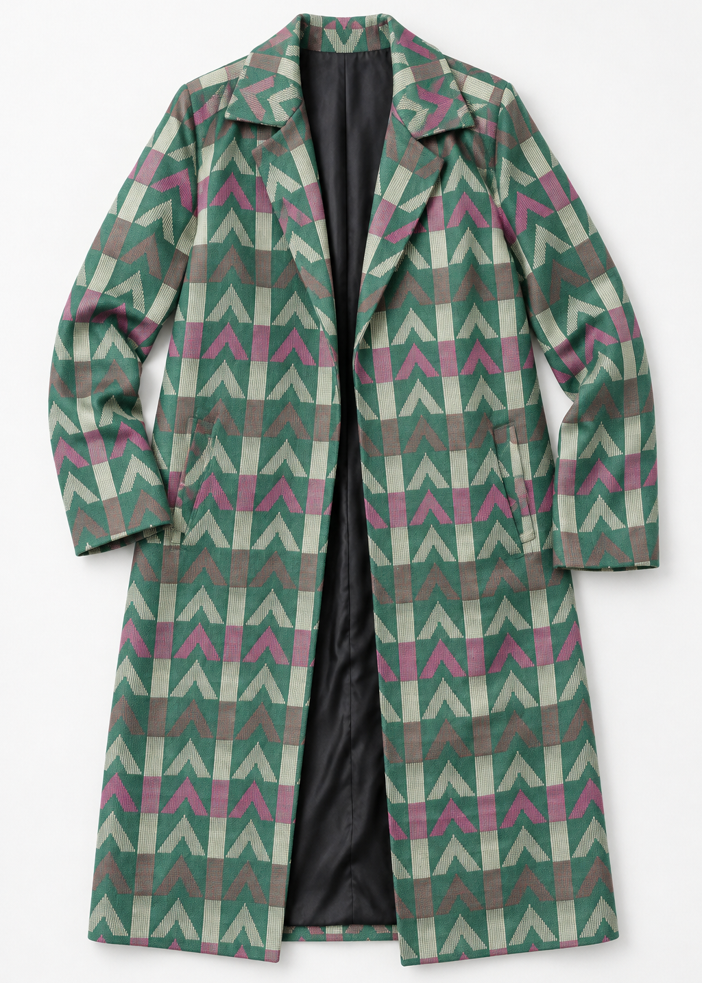 Arrow Line Long Coat — Deep Green | Contemporary wear