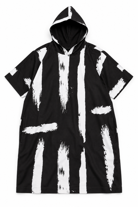 Monochrome Pulse Hooded Tee | Contemporary Casualwear