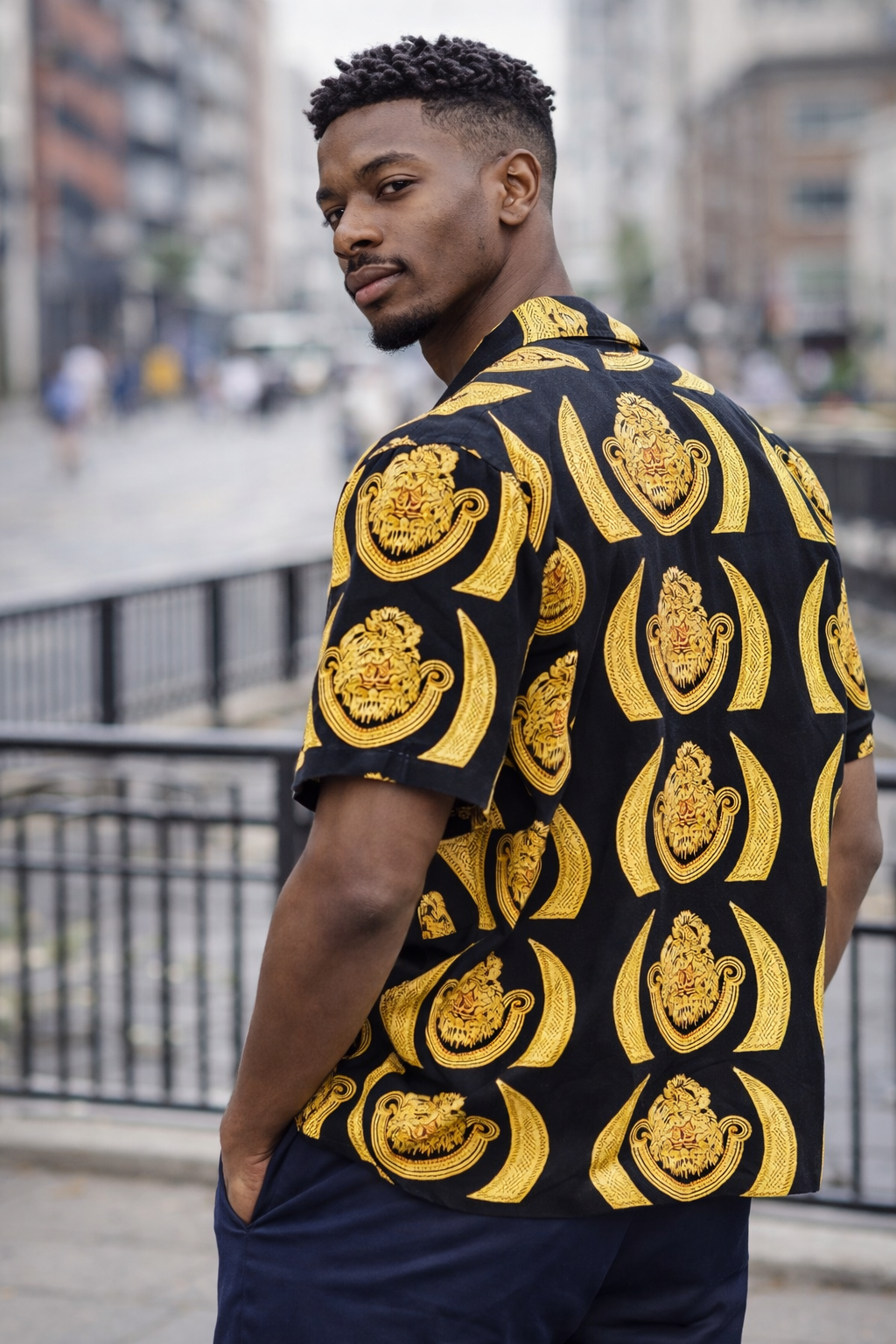 Isi Agu Elephant Tusk Print Shirt (Suit Style)