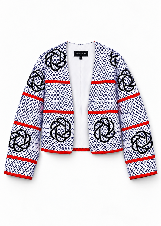 Akwete Gridline Crop Jacket | Contemporary Womenswear