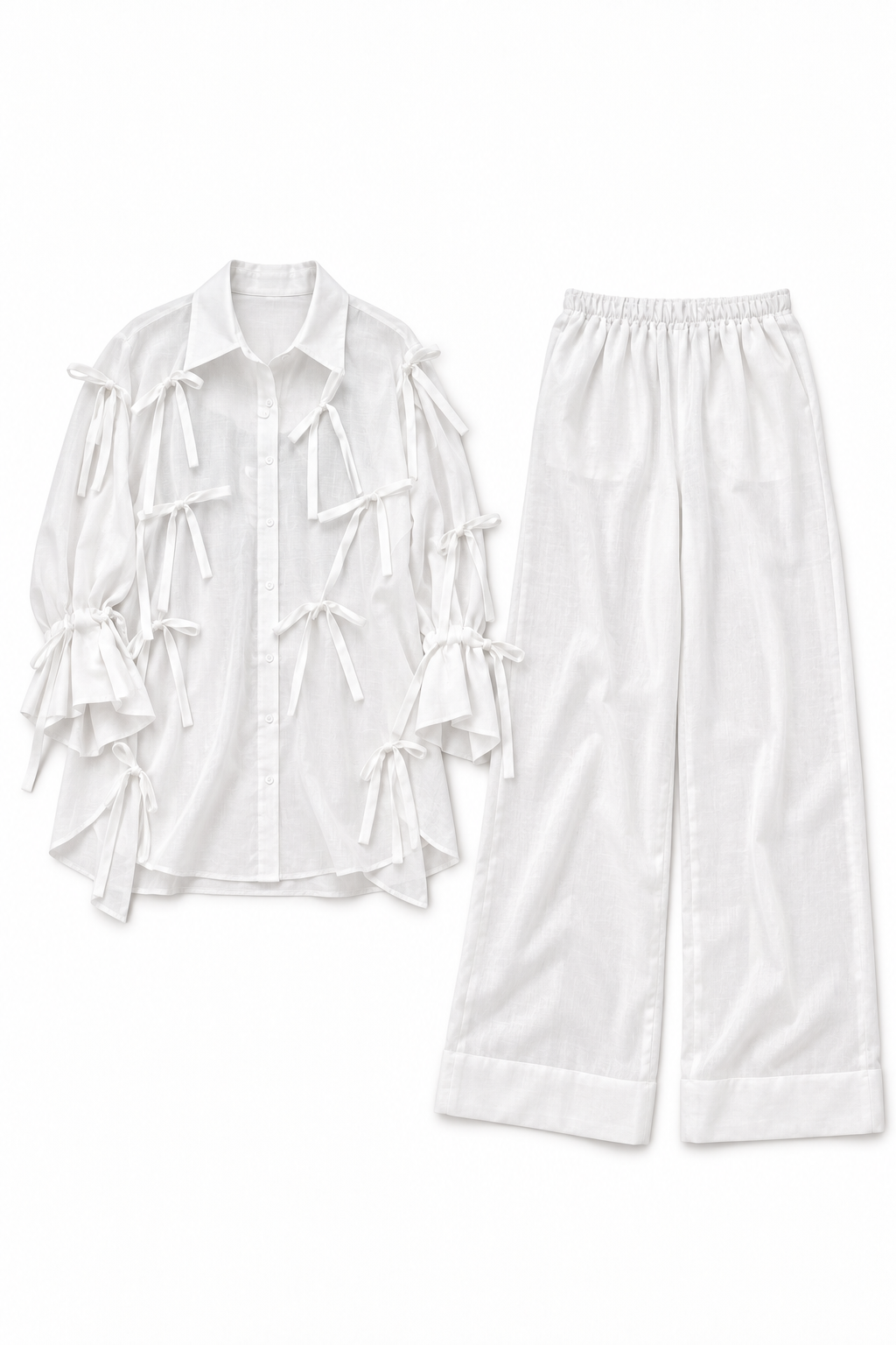 White Cord Detail Linen Set | Contemporary Statement Womenswear