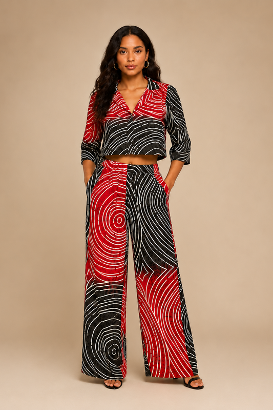 Red Spiral Set | Contemporary Statement Womenswear