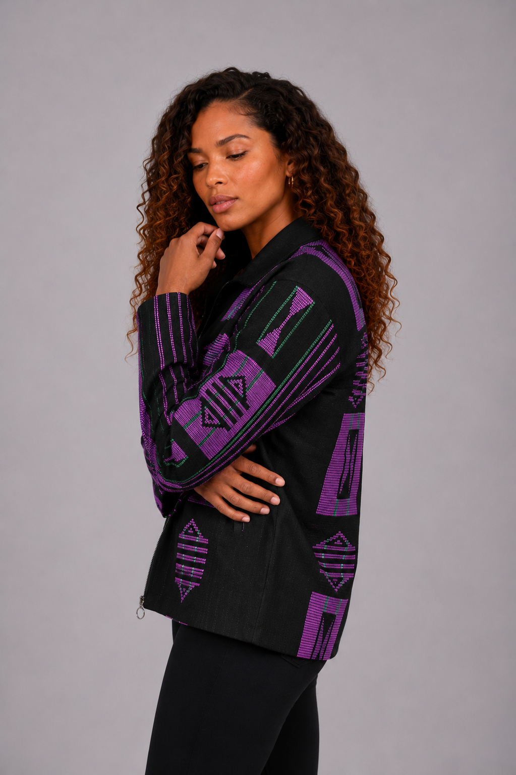 Akwete Bomber Jacket - | Contemporary Streetwear (Purple)