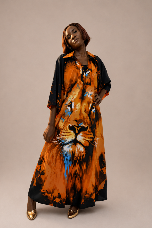 Lion Spirit Maxi Kaftan | Contemporary Statement Womenswear