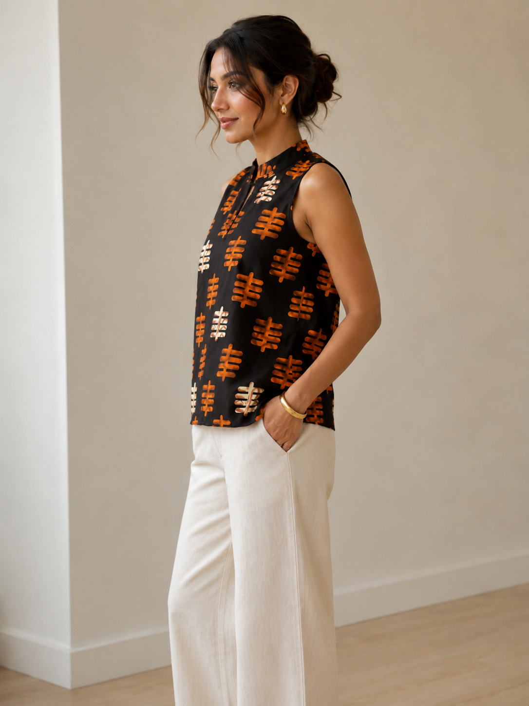Tribal Tally Sleeveless Top | Contemporary Statement Womenswear