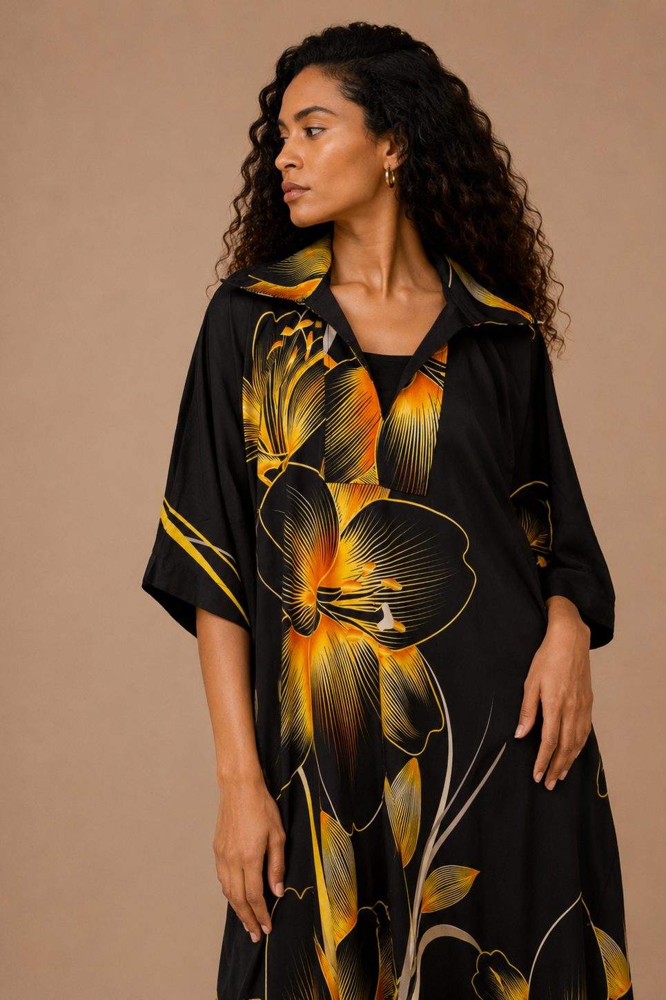 Midnight Bloom Kaftan | Statement Floral Maxi Dress