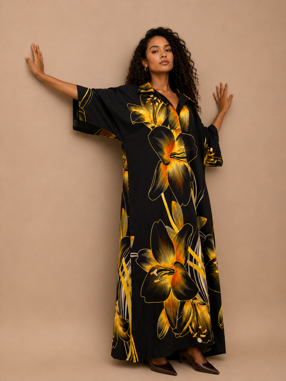 Midnight Bloom Kaftan | Statement Floral Maxi Dress