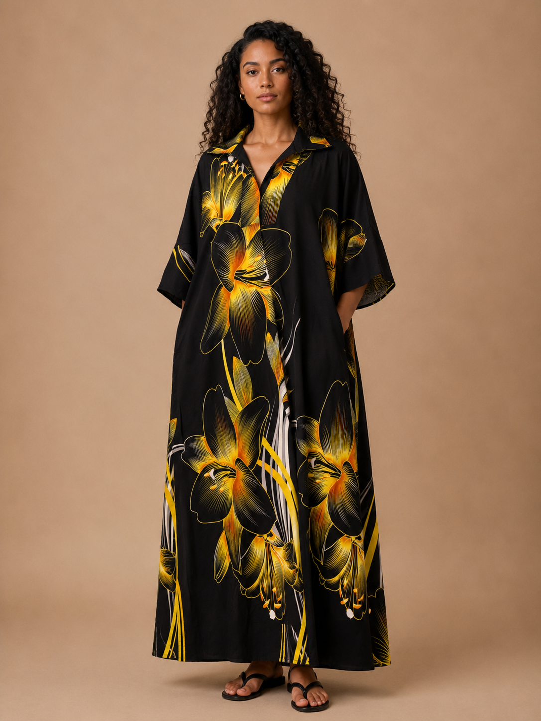 Midnight Bloom Kaftan | Statement Floral Maxi Dress