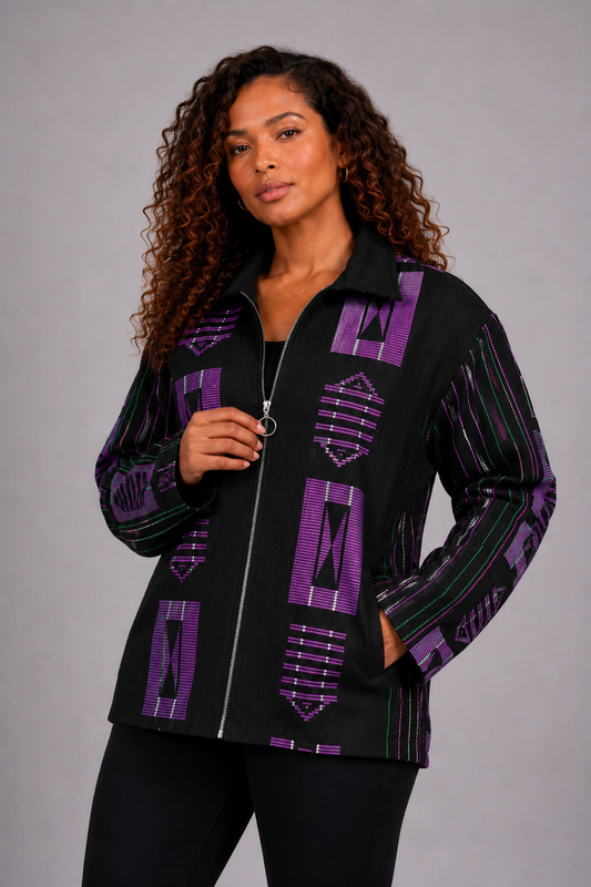 Akwete Bomber Jacket - | Contemporary Streetwear (Purple)