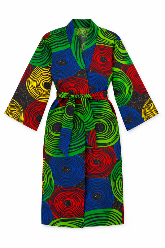 Circle Print Ankara  Coat| Contemporary Statement Womenswear