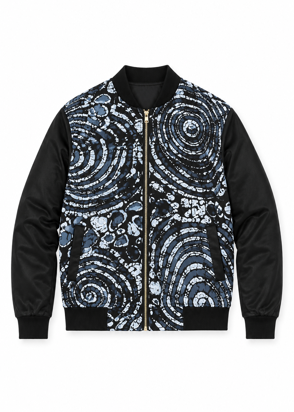 Monochrome Ankara Print Bomber Jacket | Contemporary Streetwear