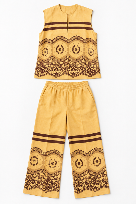 Desert Echo Linen Sleeveless Set | Contemporary Streetwear