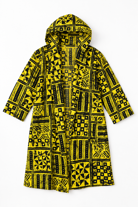 Crystal Embellished Ankara Hooded Kimono | Contemporary Statement Layering