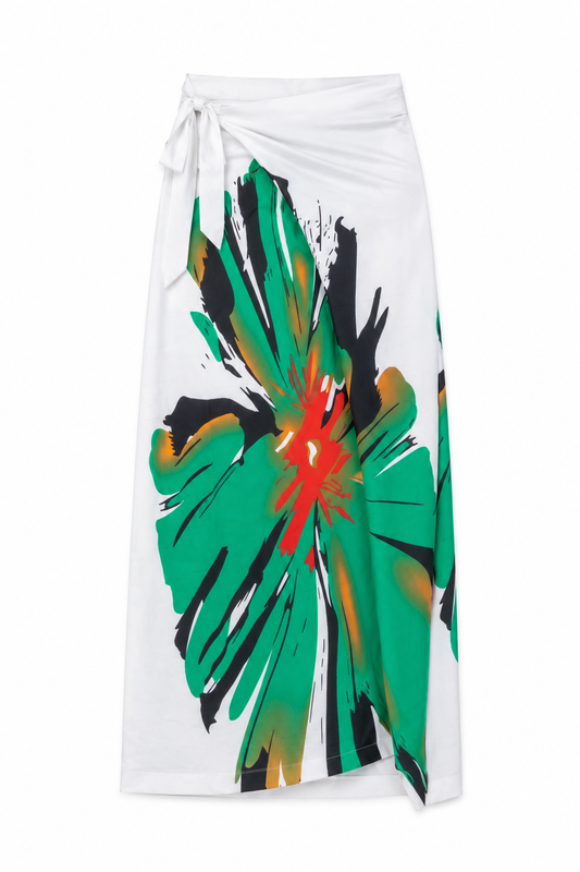 Emerald Bloom Wrapped Skirt | Contemporary Statement Womenswear