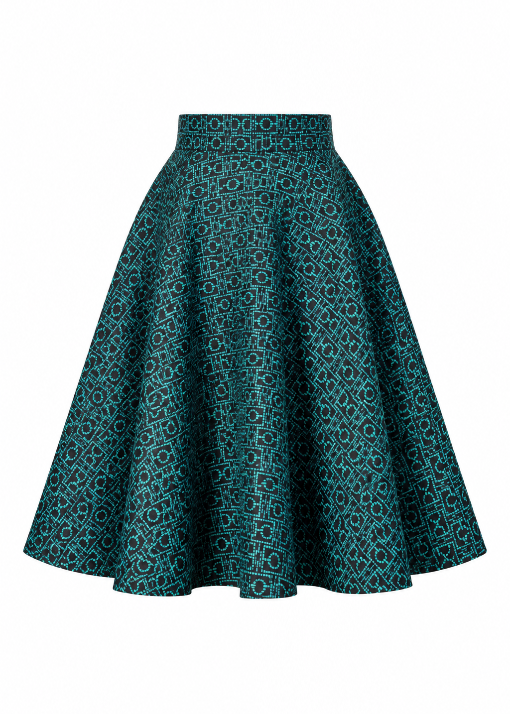 Emerald Flow Ankara Midi Skirt