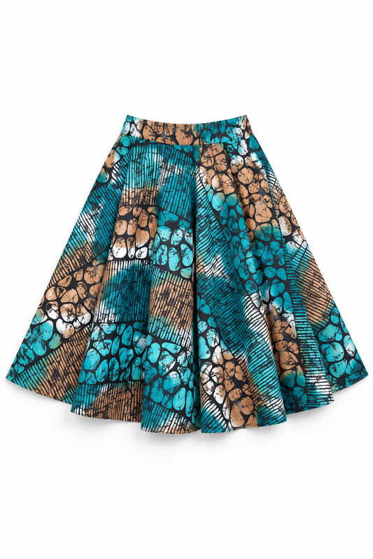 Emerald Mosaic Flare Skirt