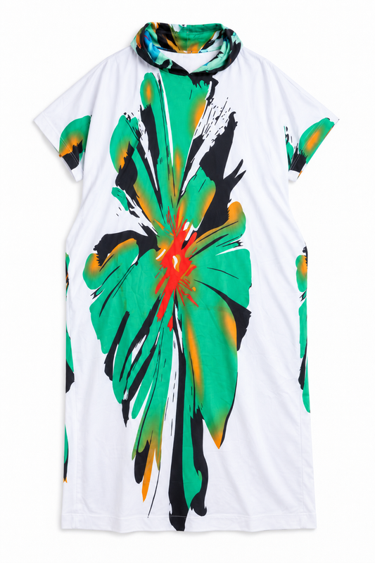 Emerald Bloom Hooded Kaftan | Contemporary Statement Womenswear