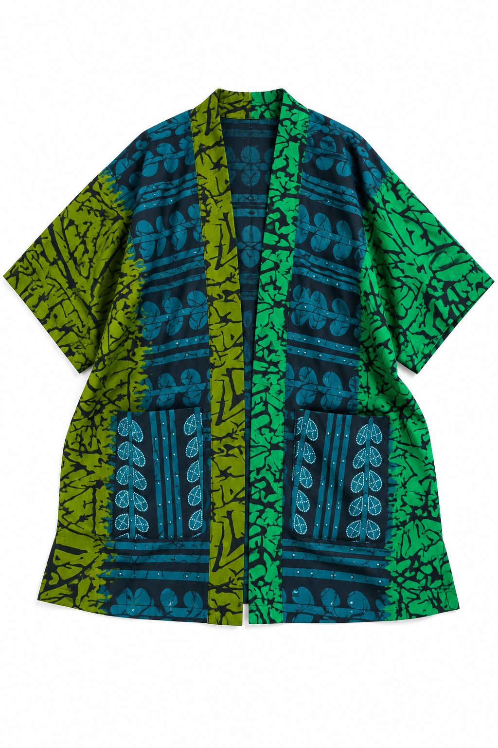 Green Stoned Ankara Kimono  Contemporary Statement Layering