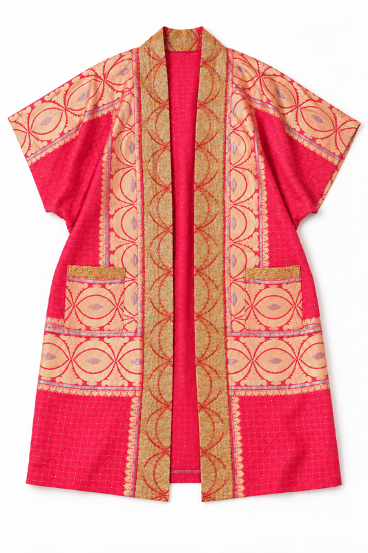 Royal Ember Beaded Kimono| Contemporary Statement Layering