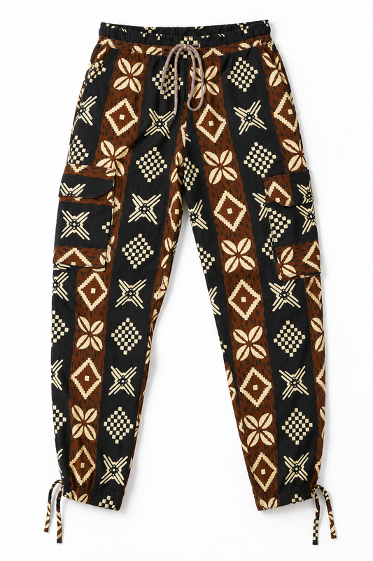 Unisex Ankara Cargo Trousers | Contemporary Streetwear