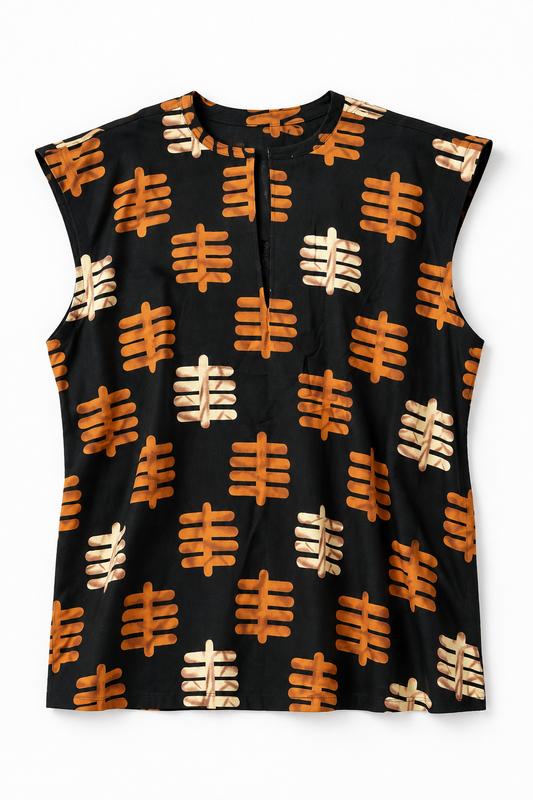 Tribal Tally Sleeveless Top | Contemporary Statement Womenswear