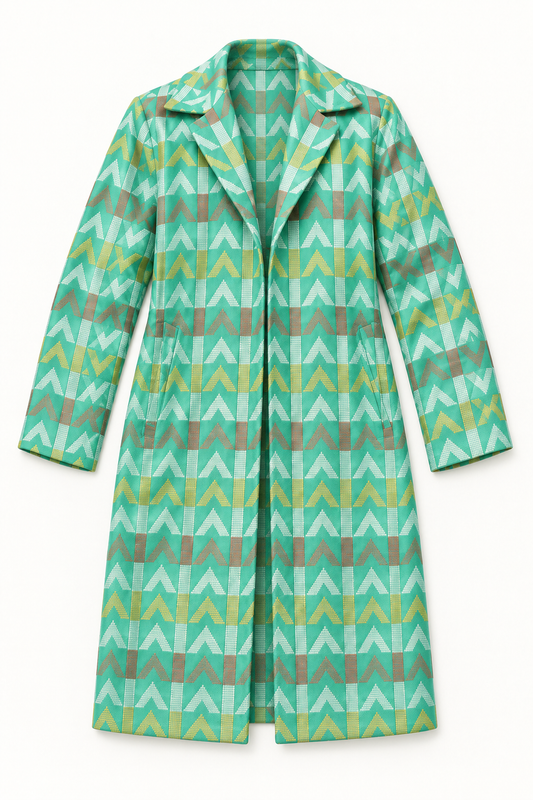 Mint Arrow Line Two-tone Long Coat | Contemporary wear