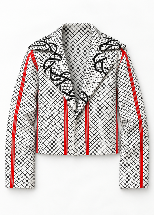 Akwete Gridline Crop Jacket (Unisex) | Contemporary Streetwear