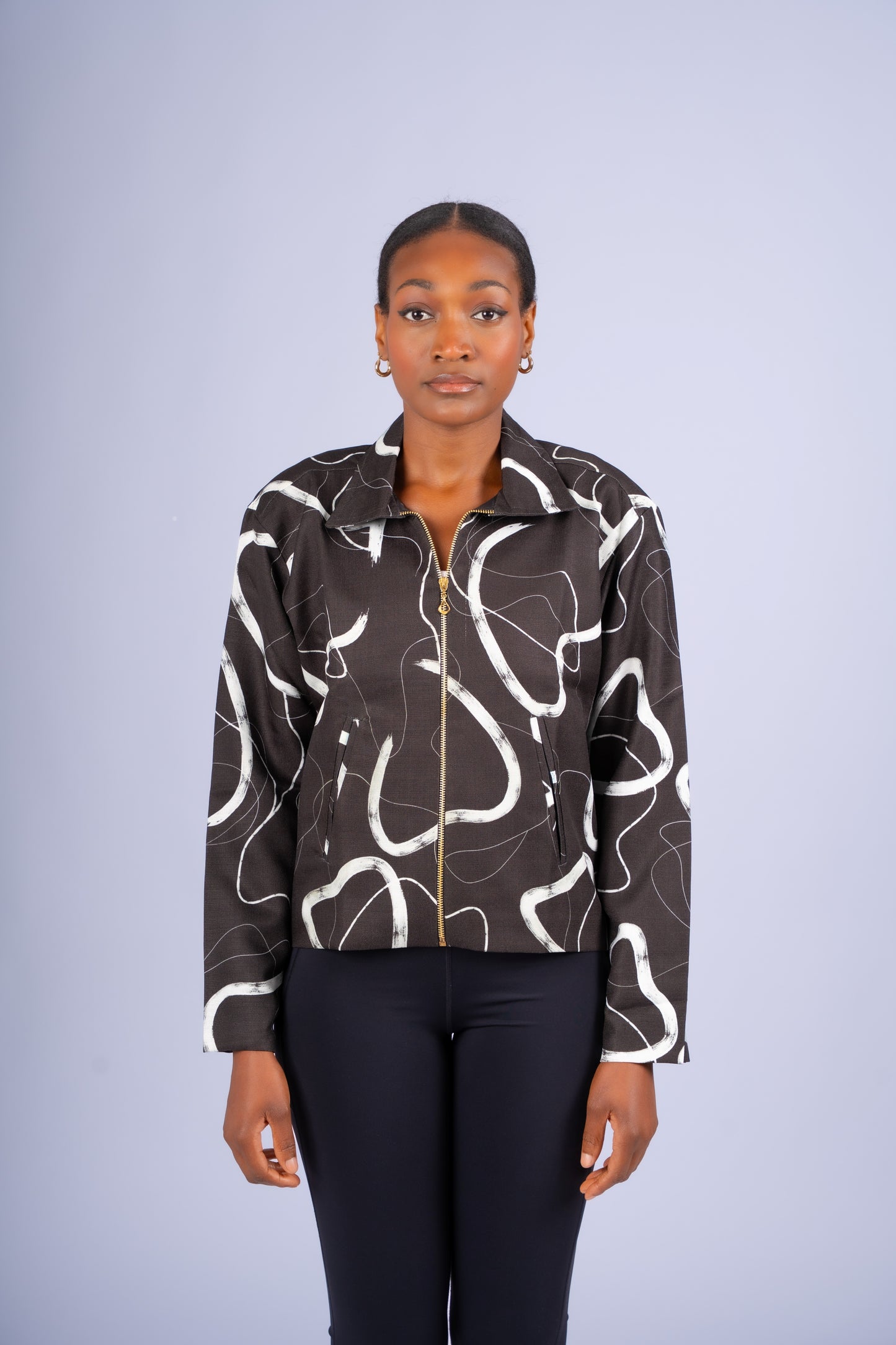 Monochrome Expression Zip Jacket | Contemporary Luxury Womenswear
