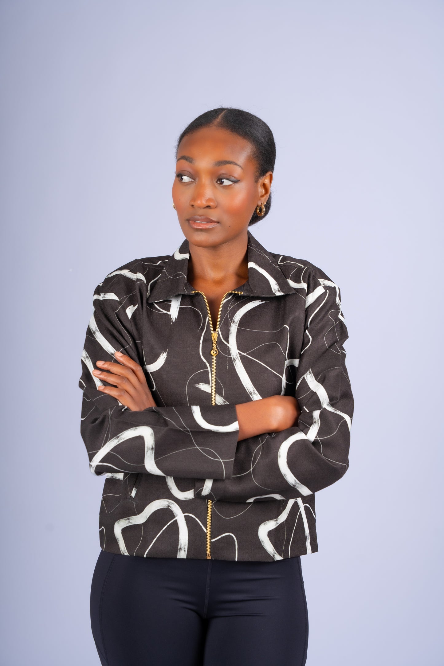 Monochrome Expression Zip Jacket | Contemporary Luxury Womenswear