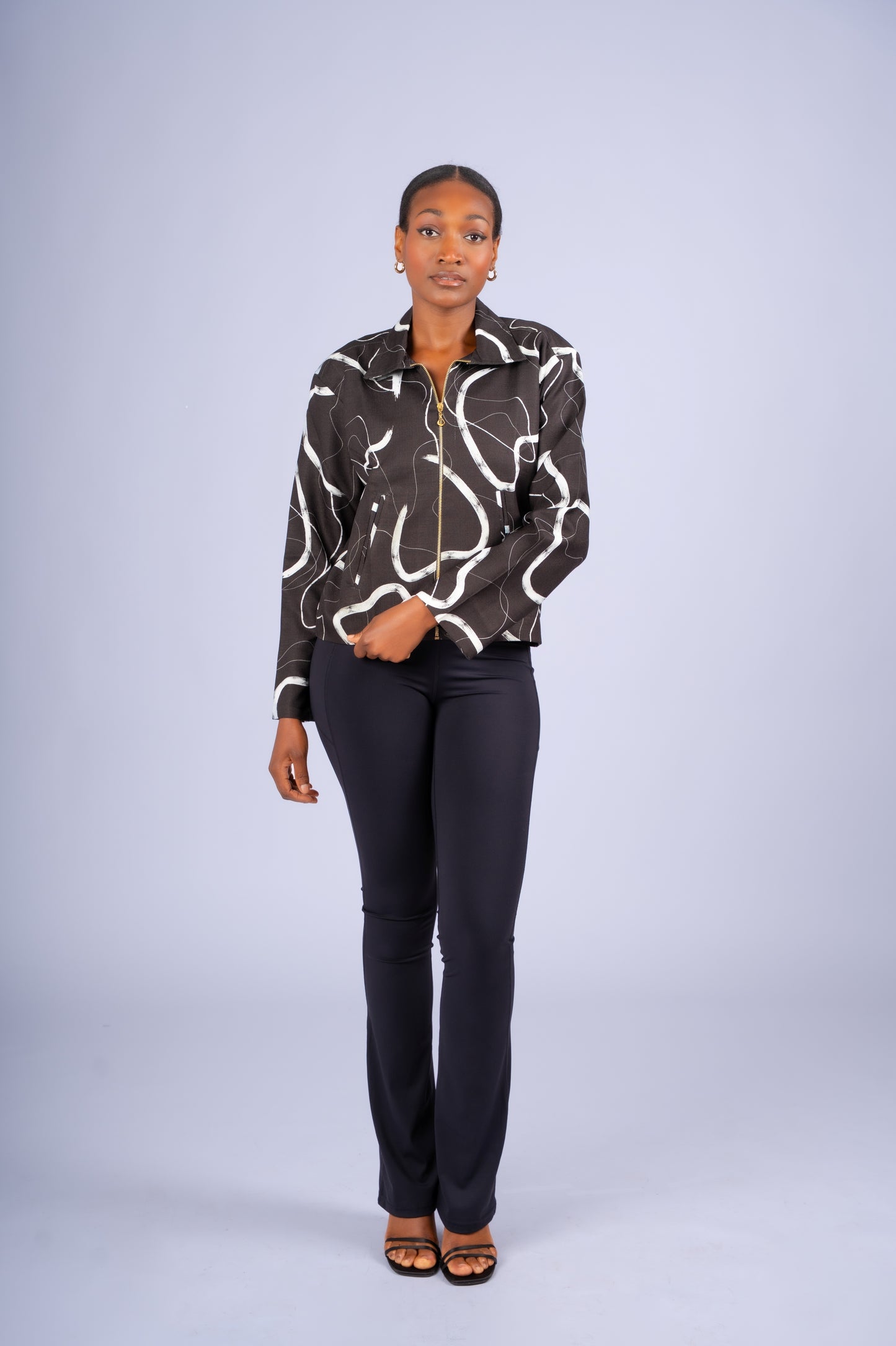 Monochrome Expression Zip Jacket | Contemporary Luxury Womenswear
