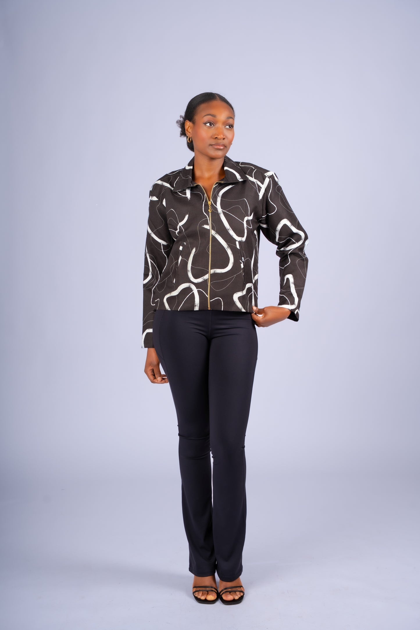 Monochrome Expression Zip Jacket | Contemporary Luxury Womenswear