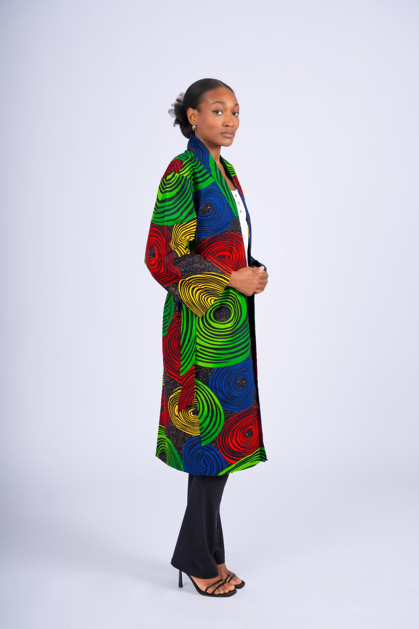 Circle Print Ankara  Coat| Contemporary Statement Womenswear